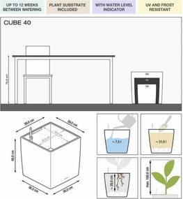 Αυτοποτιστικη Γλάστρα Lechuza Λευκό 40 x 40 cm πολυπροπυλένιο Πλαστική ύλη