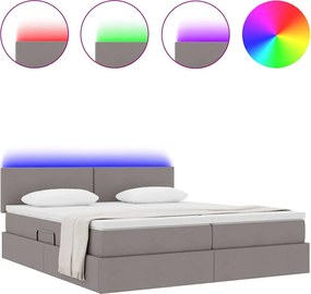 vidaXL Κρεβάτι με φώτα λωρίδας LED Taupe 200 x 200 cm ύφασμα