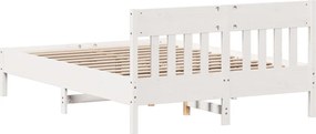 vidaXL Σκελετός Κρεβ. Χωρίς Στρώμα Λευκό 140x190 εκ Μασίφ Πεύκο