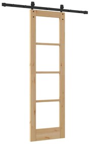 vidaXL Συρόμενη Πόρτα Καφέ 61 x 198.5 εκ. Ξύλο και μέταλλο