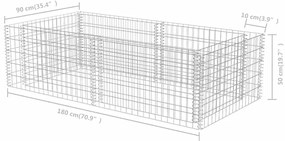 Συρματοκιβώτιο Γλάστρα 180 x 90 x 50 εκ. Γαλβανισμένος Χάλυβας - Ασήμι