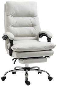 Vinsetto Καρέκλα γραφείου με λειτουργία μασάζ, θερμαινόμενη, ανακλινόμενη, δερματίνη, 65x72x109-117cm, Κρεμ Λευκό