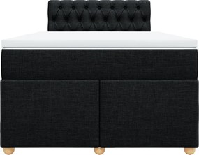 vidaXL Κρεβάτι Boxspring με Στρώμα Μαύρο 120x190 εκ. Υφασμάτινο