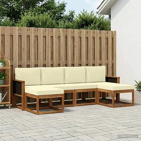 vidaXL Σειρά Καναπέ Εξωτερικού 6 pcs Φυσικό και Κρέμα Πολυεστέρας