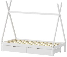 Κρεβάτι παιδικό Lalitto τύπου Montessori με 2 συρτάρια ξύλο λευκό 90x190 εκ. 90x190x170 εκ.