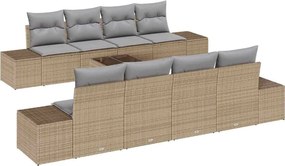 vidaXL Σετ Καναπέ Κήπου 8 pcs Μπεζ και Γκρι συνθετικό ρατάν