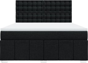 vidaXL Κρεβάτι Boxspring με Στρώμα Μαύρο 180x200 εκ. Υφασμάτινο