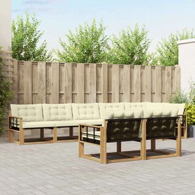 vidaXL Σειρά Καναπέ Εξωτερικού με μαξιλάρι 8 pcs Λευκό και Κρεμ