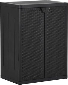 vidaXL Ντουλάπι Αποθήκευσης Κήπου Μαύρο 65x45x88 εκ. από Ρατάν PP