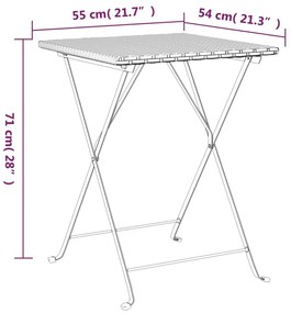 Τραπέζι Bistro Πτυσσόμενο Καφέ 55x54x71 εκ. από Συνθετικό Ρατάν - Καφέ