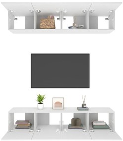 vidaXL Έπιπλα Τηλεόρασης 4 τεμ. Λευκό 80x30x30 εκ. Επεξ. Ξύλο