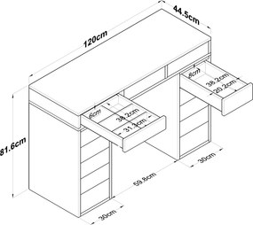 Τουαλέτα Μακιγιάζ Λευκό BRORERA 120x44.5x81.6