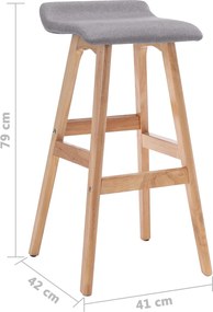 vidaXL Καρέκλα Μπαρ Ανοιχτό Γκρι Υφασμάτινη