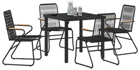 vidaXL Σέτ φαγητού για κήπο 5 pcs Μαύρο Χάλυβας με επίστρωση πούδρας