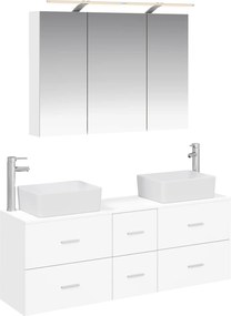 vidaXL Σετ Επίπλων Μπάνιου 4 pcs Λευκό Επεξεργασμένο Ξύλο και Γυαλί
