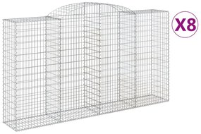 vidaXL Συρματοκιβώτια Τοξωτά 8 τεμ. 300x50x160/180 εκ. Γαλβαν. Ατσάλι