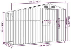 Αποθήκη Κήπου Ανθρακί 277 x 93 x 179 εκ. από Γαλβαν. Ατσάλι - Ανθρακί