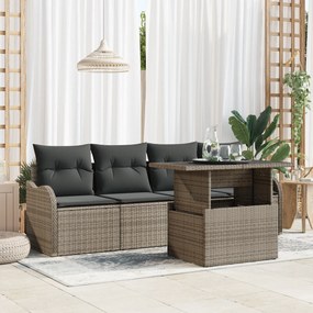 vidaXL Σετ Καναπέ Κήπου 5 Τεμαχίων με Μαξιλάρια Γκρι Πολυ Ρατάν