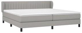 vidaXL Κρεβάτι Boxspring με Στρώμα Ανοιχτό Γκρι 200x200 εκ. Υφασμάτινο