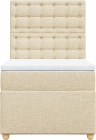 vidaXL Κρεβάτι Boxspring με Στρώμα Κρεμ 80 x 200 εκ. Υφασμάτινο