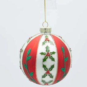 Χριστουγεννιάτικες Μπάλες Γκι (Σετ 4Τμχ) 600-47452 10cm White-Red