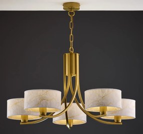 Κρεμαστό Πολύφωτο Arthur Φ75cm Χρυσό με Λευκό Ύφασμα