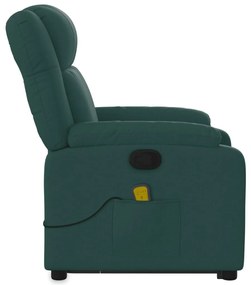 Πολυθρόνα Μασάζ Ανακλινόμενη με Ανύψωση Σκούρο Πράσινη Υφασμ. - Πράσινο