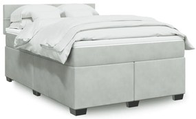 vidaXL Κρεβάτι Boxspring με Στρώμα Ανοιχτό Γκρι 160x200 εκ. Βελούδινο