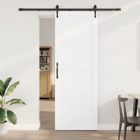 vidaXL Συρόμενη Πόρτα με Σετ Υλικών Λευκό 83x232 cm Στερεό Ξύλο Πεύκου