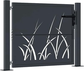 vidaXL Πόρτα Κήπου Ανθρακί 100x75 εκ. Σχέδιο Χαλυβδόφυλλου από Ατσάλι