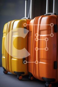 Intra Συλλεκτικό Ξύλινο Παζλ Plywood 4mm - Δύο πορτοκαλί βαλίτσες σε μια επίπεδη επιφάνεια Σε Ξύλινο Κουτί - Διαστάσεις Puzzle: 10x10 cm – 25 κομμάτια