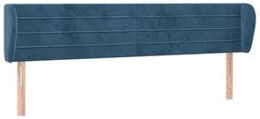 Κεφαλάρι με Πτερύγια Σκούρο Μπλε 183x23x78/88 εκ. Βελούδινο - Μπλε