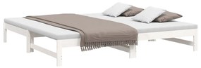 Καναπές Κρεβάτι Συρόμενος Λευκός 2x(100x200) εκ. Μασίφ Πεύκο - Λευκό
