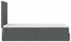 Οθωμανικό κρεβάτι με στρώμα &amp; LEDs Σκούρο γκρι 90x190cm ύφασμα 3313886
