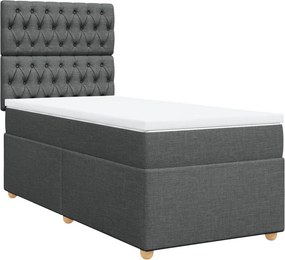 vidaXL Κρεβάτι Boxspring με Στρώμα Σκούρο Γκρι 90x200 εκ. Υφασμάτινο
