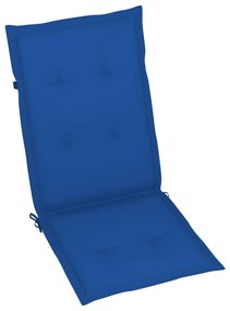 Καρέκλες Κήπου 4 τεμ από Μασίφ Ξύλο Teak με Μπλε Ρουά Μαξιλάρια - Μπλε