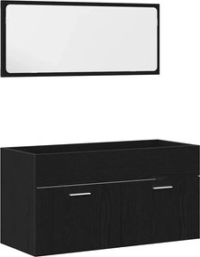vidaXL Σετ Επίπλων Μπάνιου με ράφι 4 pcs Μαύρη Οξυά Επεξεργασμένο ξύλο