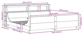 Σκελετός Κρεβατιού Χωρίς Στρώμα 180x200 εκ Μασίφ Ξύλο Πεύκου - Καφέ