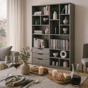 Βιβλιοθήκη Lucinda γκρι oak 120x29.8x180.5εκ 120x29.8x180.5 εκ.