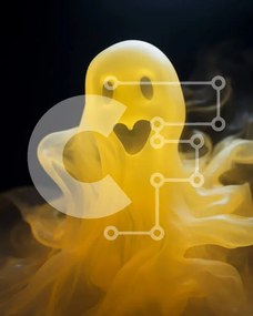 Intra Συλλεκτικό Ξύλινο Παζλ Plywood  4mm - Κίτρινο φάντασμα που επιπλέει στον αέρα Σε Ξύλινο Κουτί - Διαστάσεις Puzzle: 10x10 cm – 25 κομμάτια