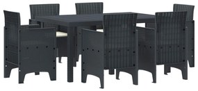 Σέτ φαγητού για κήπο 7 pcs Ανθρακί Rattan Polt