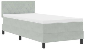 vidaXL Κρεβάτι με Στρώμα Light Grey Μονό Βελούδο