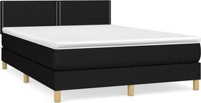 vidaXL Κρεβάτι Boxspring με Στρώμα Μαύρο 140x190 εκ. Υφασμάτινο