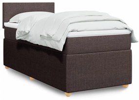 vidaXL Κρεβάτι Boxspring με Στρώμα Σκούρο Καφέ 90x200 εκ. Υφασμάτινο