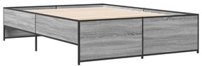 vidaXL Πλαίσιο Κρεβατιού Γκρι Sonoma 140x190 εκ. Επεξ. Ξύλο &amp; Μέταλλο