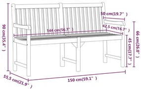 vidaXL Πάγκοι κήπου 1-Αριθμός καθισμάτων 150 x 55,5 x 90 cm