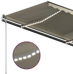 vidaXL Τέντα Αυτόματη με LED & Αισθητήρα Ανέμου Κρεμ 4x3,5 μ.