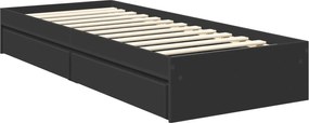 vidaXL Κρεβάτι Αποθήκης Μαύρο 75 x 190 cm Επεξεργασμένο ξύλο