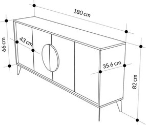 Μπουφές Gora σε απόχρωση ανοιχτό καρυδί 180x35.6x82εκ 180x35.6x82 εκ.