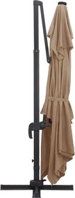 vidaXL Ομπρέλα Κήπου Κρεμαστή Taupe 400x300 εκ. Ιστός Αλουμινίου &amp; LED